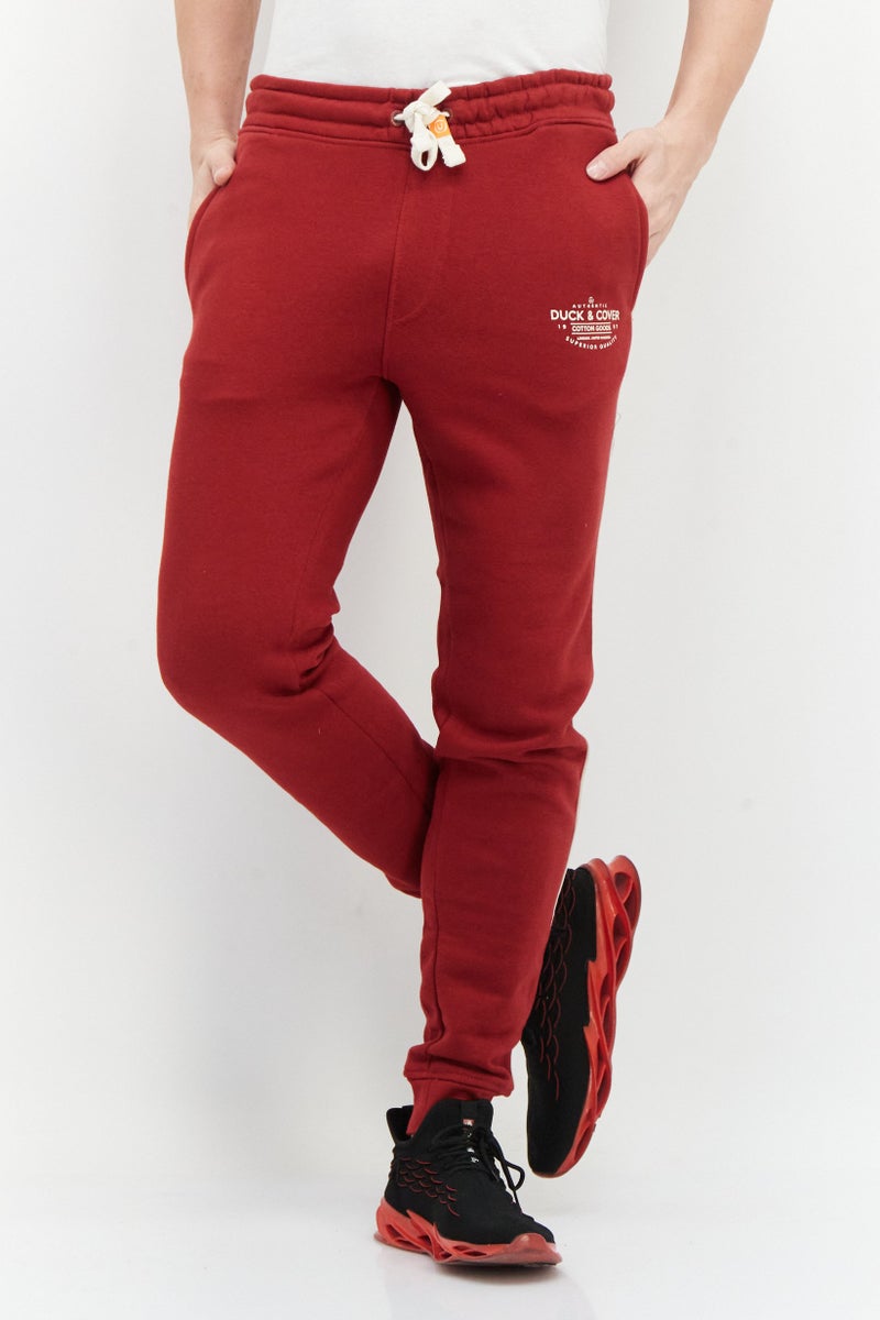 DUCK AND COVER Men Drawstring Brand Logo Sweatpants, Red - Image 1