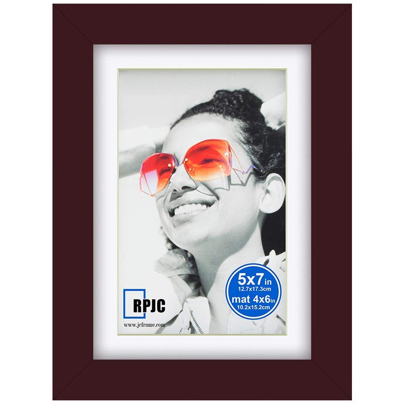 RPJC RPJC Picture Frame Made of Solid Wood and High Definition Glass Display Photo 4x6 with Mat or 5x7 Without Mat for Wall Mounting Dark Brown