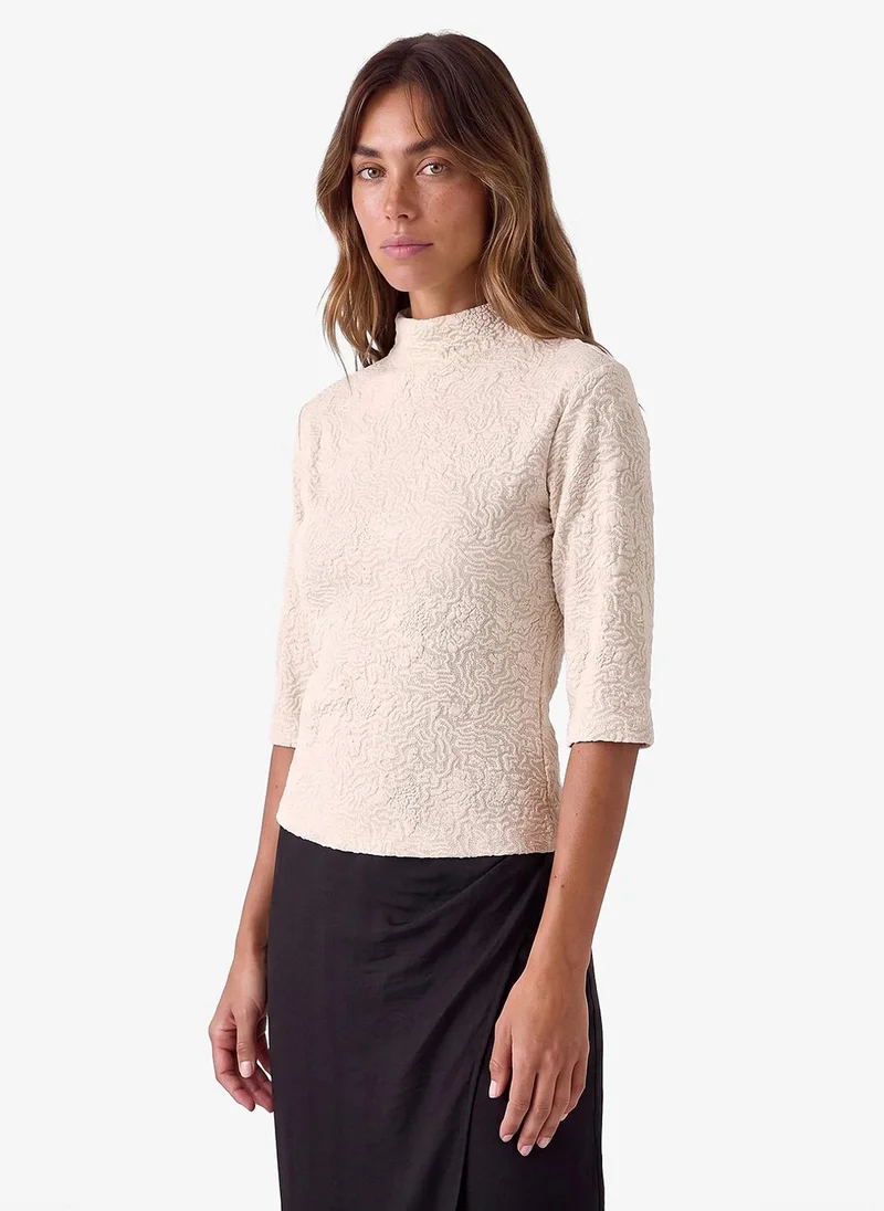 كوتون High Neck Short Sleeve T-Shirt