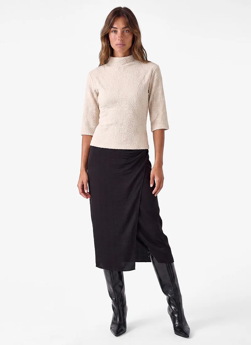كوتون High Neck Short Sleeve T-Shirt