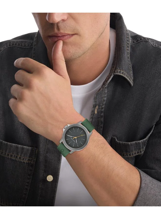 CALVIN KLEIN  3-Hand CK Reset Collection Quartz Movement Watch For Men With Green Silicone Bracelet - 25200472 for Men | Best Price UAE