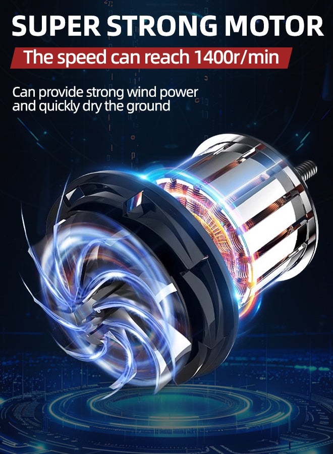 ALongDeng Centrifugal Air Mover 3-Speed Adjustable 1400r/min Carpet Dryer Floor Fan with wheels Blower Stackable Daisy Chain for Water Damage Restoration Janitorial Plumbing Home Use - Image 3