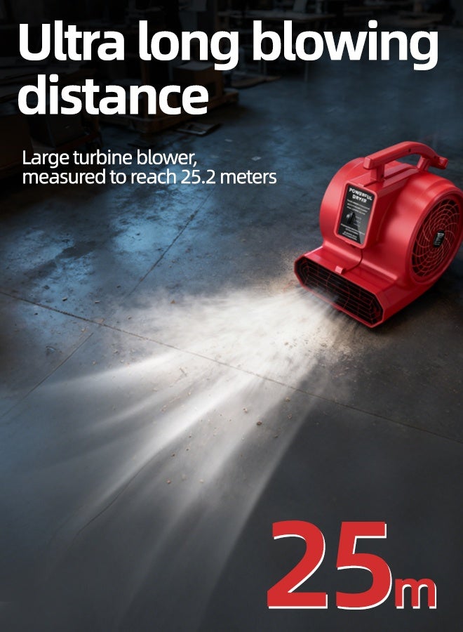 ALongDeng Centrifugal Air Mover 3-Speed Adjustable 1400r/min Carpet Dryer Floor Fan with wheels Blower Stackable Daisy Chain for Water Damage Restoration Janitorial Plumbing Home Use - Image 5