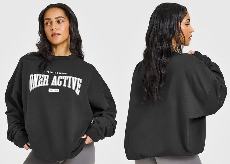 Oner New Round Neck Oversize Fleece-lined Cotton Sweatshirt - Versatile Sportswear for All Seasons - Image 1
