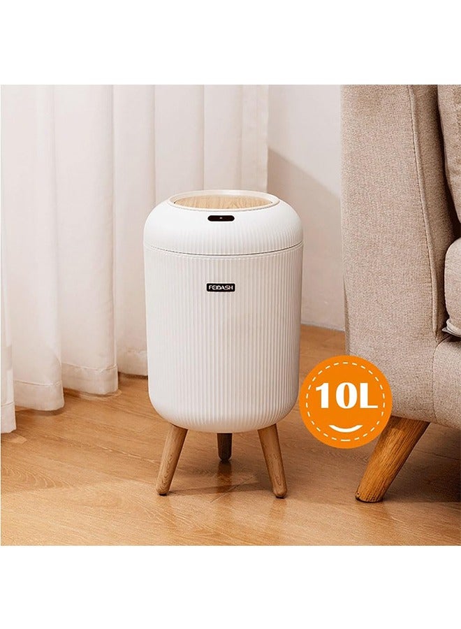 JCB CHIC 10L Smart Trash Bin with Auto Open & Close Lid, Motion Sensor, Touch Free, Round Plastic Garbage Can with Wooden Legs for Living Room, Bedroom, Bathroom, Kitchen, TG6110  - Image 3