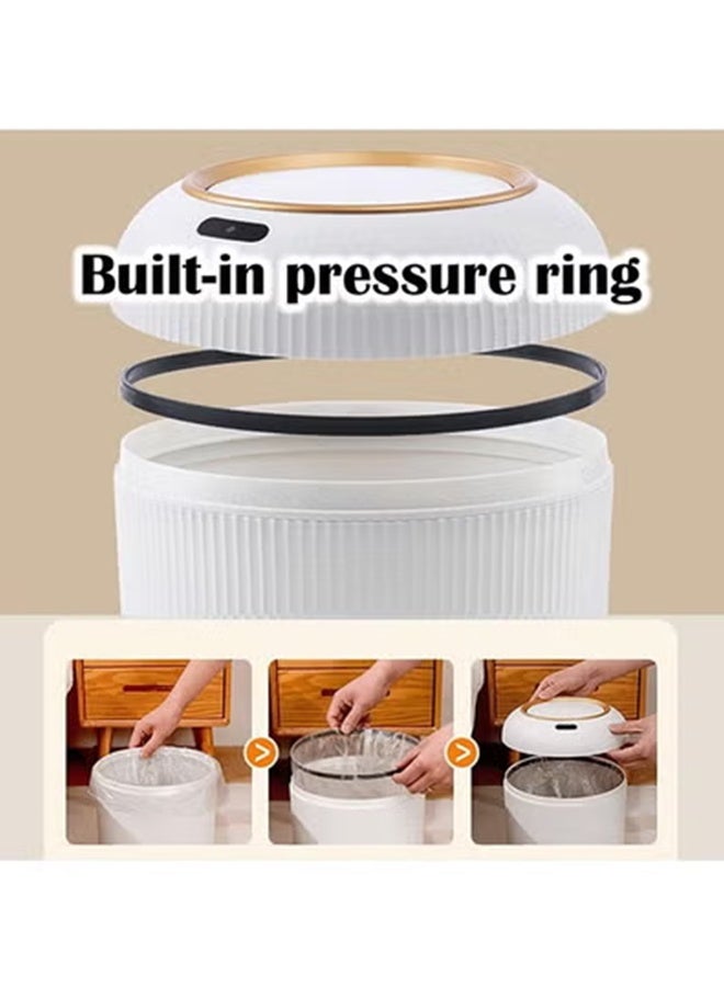 10L Smart Trash Bin with Auto Open & Close Lid, Motion Sensor, Touch Free, Round Plastic Garbage Can with Wooden Legs for Living Room, Bedroom, Bathroom, Kitchen, TG6110 - Image 4