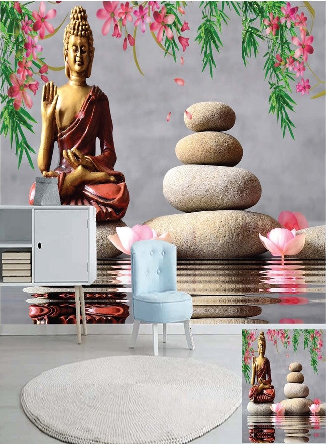 DECOR PRODUCTION Buddha Theme Self Adhesive Wallpaper Wall Sticker for Home Decor, Living Room, Bedroom, Hall, Kids Room, Play Room (2021-Buddha-pt04-04-3x5Ft) - Image 1