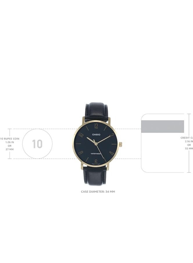 Casio Enticer Series Black Leather Band watch For Men's MTP-VT01GL-1B2UDF - Image 2