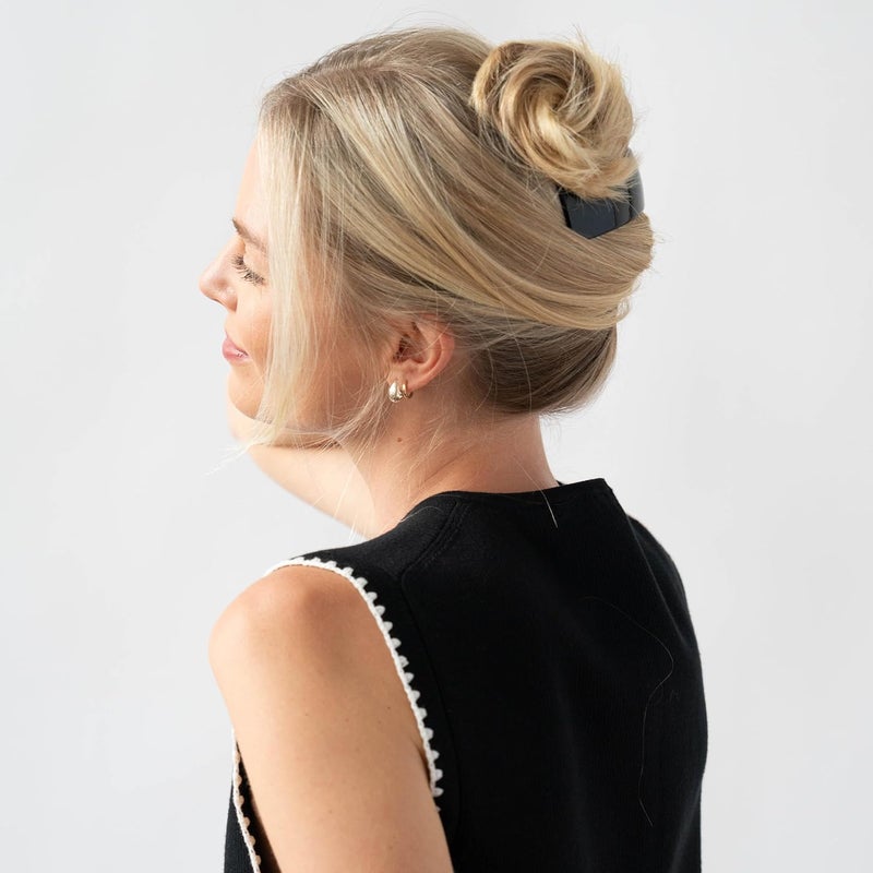 France Luxe Rectangle Volume Barrette - Elegant Black Hair Clip for Thick Hair - Image 4