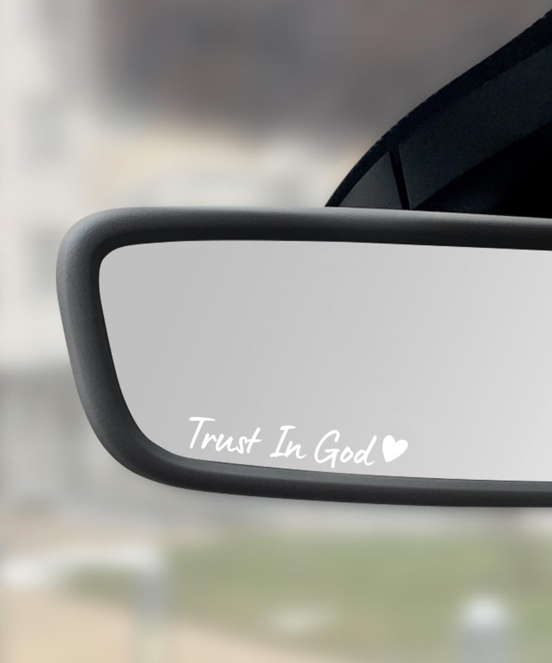 SCUARI 4PCS Car Stickers,Cars Decals,Car Accessories Trust in God Rearview Mirror Sticker,Trust in God Mirror Decals,Suitable for Most Cars, Trucks, Motorcycles, SUVs (White) - Image 1