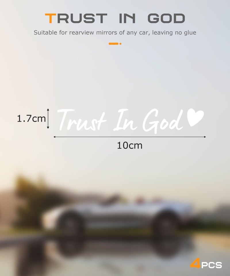 SCUARI 4PCS Car Stickers,Cars Decals,Car Accessories Trust in God Rearview Mirror Sticker,Trust in God Mirror Decals,Suitable for Most Cars, Trucks, Motorcycles, SUVs (White) - Image 2
