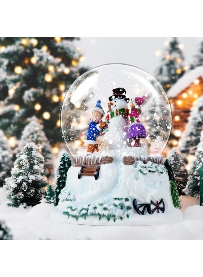 Mr.Winder Snowman & Friends Christmas Snow Globe,with LED Lights & Falling Snow,Musical Holiday Snow Globes,Plays Santa Claus is Coming to Town, Winter Home Décor, Winter Wonder Tune” - Image 4
