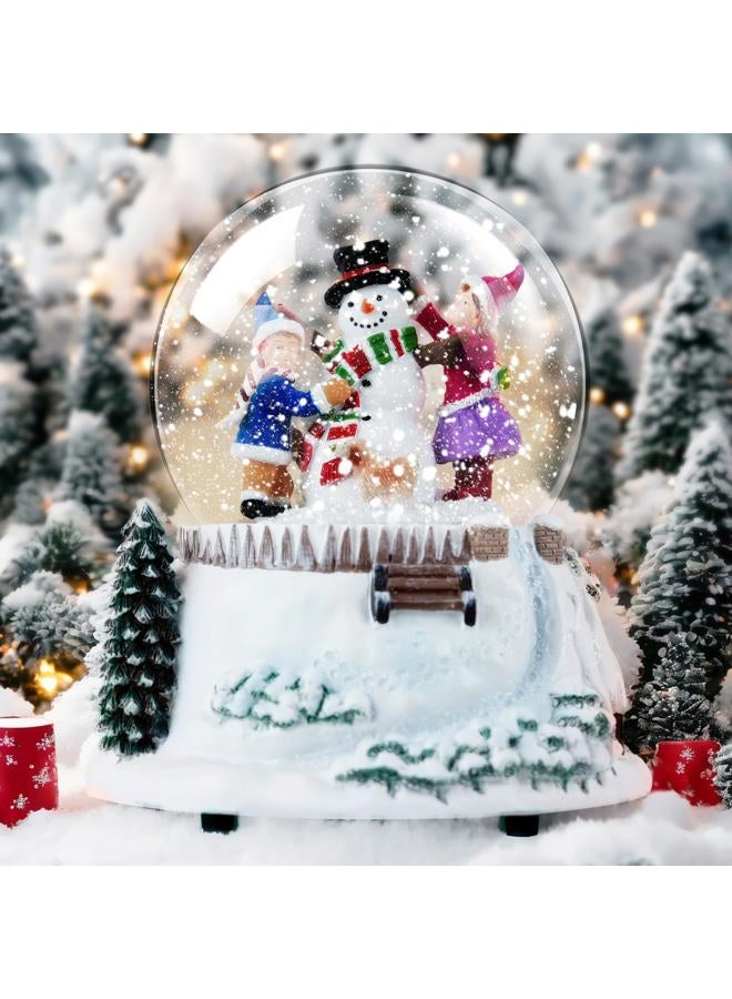 Mr.Winder Snowman & Friends Christmas Snow Globe,with LED Lights & Falling Snow,Musical Holiday Snow Globes,Plays Santa Claus is Coming to Town, Winter Home Décor, Winter Wonder Tune” - Image 3