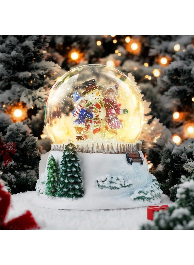 Mr.Winder Snowman & Friends Christmas Snow Globe,with LED Lights & Falling Snow,Musical Holiday Snow Globes,Plays Santa Claus is Coming to Town, Winter Home Décor, Winter Wonder Tune” - Image 1