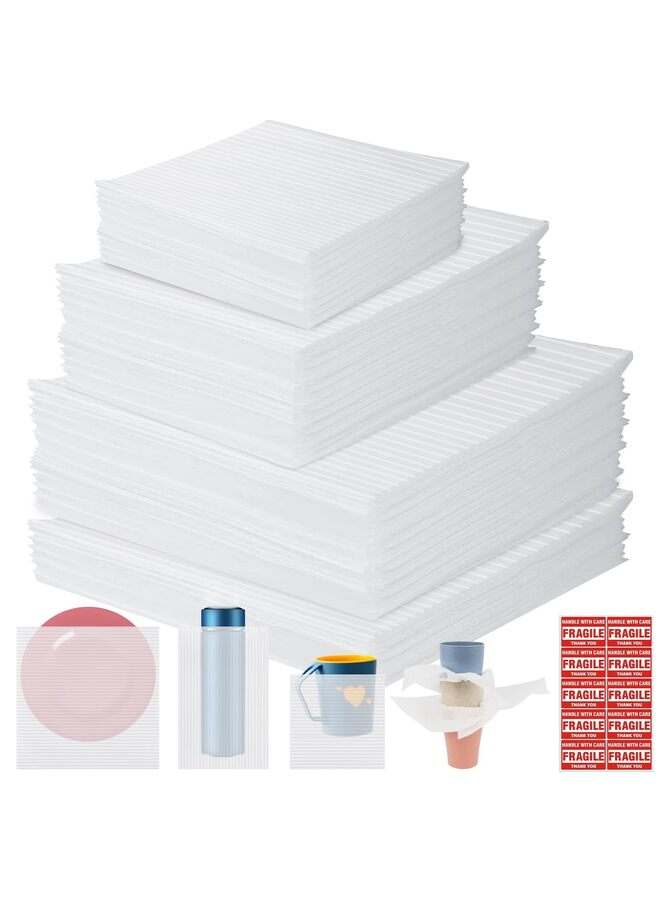 400 كيس إسفنجي، 4 أحجام من أكياس الإسفنج المبطنة وأوراق لف الإسفنج للنقل والتعبئة والنقل والتخزين، ومستلزمات النقل، وملصقات هشة عرضية - Image 1