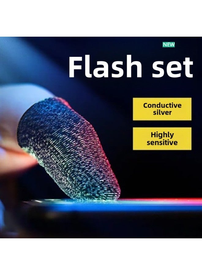 Explosions Hand-swimming Finger Cover Chicken Eating Artifact King E-sports Finger Cover Touch Screen Breathable Sweat-proof Game Finger Cover-Product Color:Touch Screen Silver Gloves  - Image 2