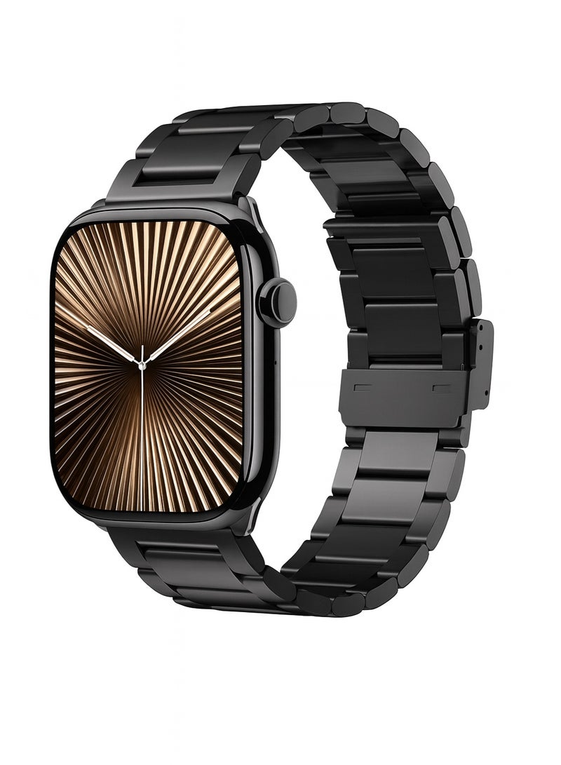 Haino Teko HainoTeko-10 Waterproof Smart Watch with 3 Luxury Stainless Steel and Silicone Straps and Trail Loop Tempered Glass Black - Image 3
