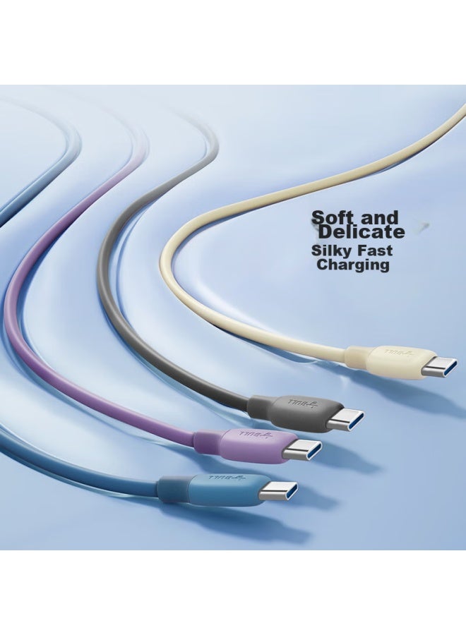 bull Dual-head Type-c Data Cable, Silicone Quick Charge C To C Charging Cable, 3a Suitable For Apple Macbook, Huawei, Xiaomi Phones, Laptops, Deep Sea Blue - Image 4