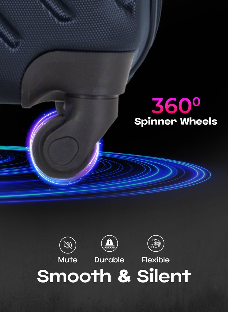 فيبتور ABS هارد سايد 3 قطعة مجموعة حقائب السفر بعجلات دوارة مع قفل رقمي مقاس 20/24/28 بوصة أزرق داكن - Image 2