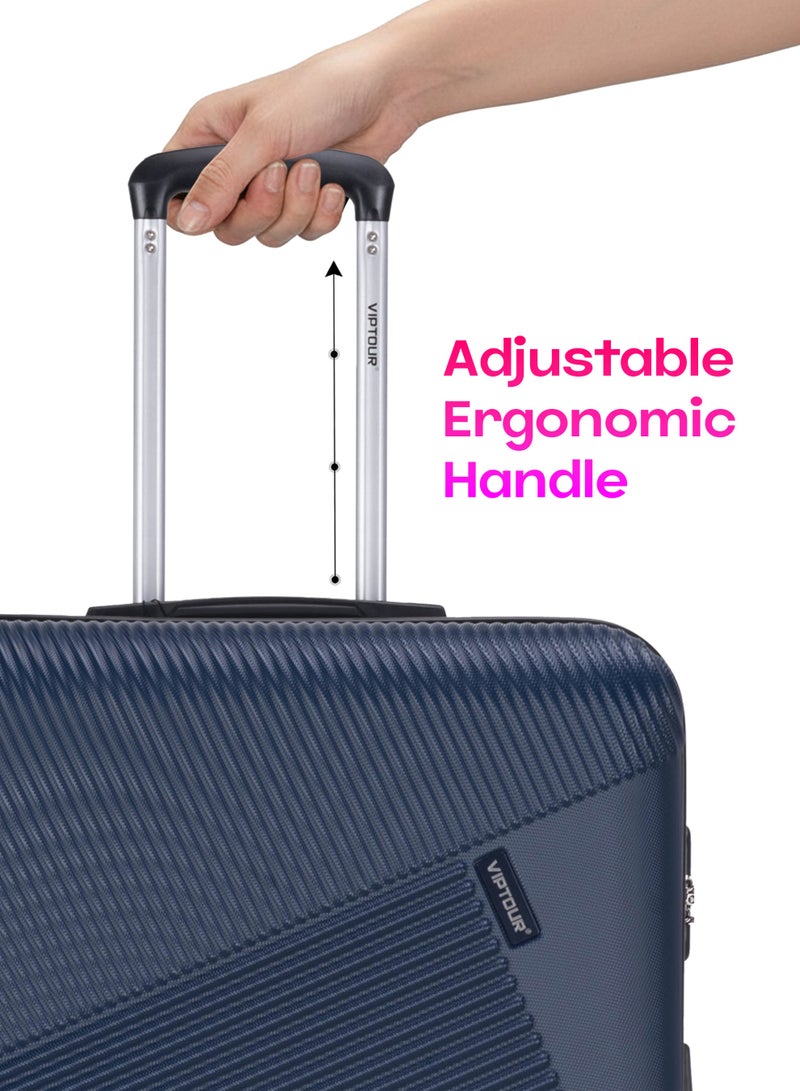 فيبتور ABS هارد سايد 3 قطعة مجموعة حقائب السفر بعجلات دوارة مع قفل رقمي مقاس 20/24/28 بوصة أزرق داكن - Image 5