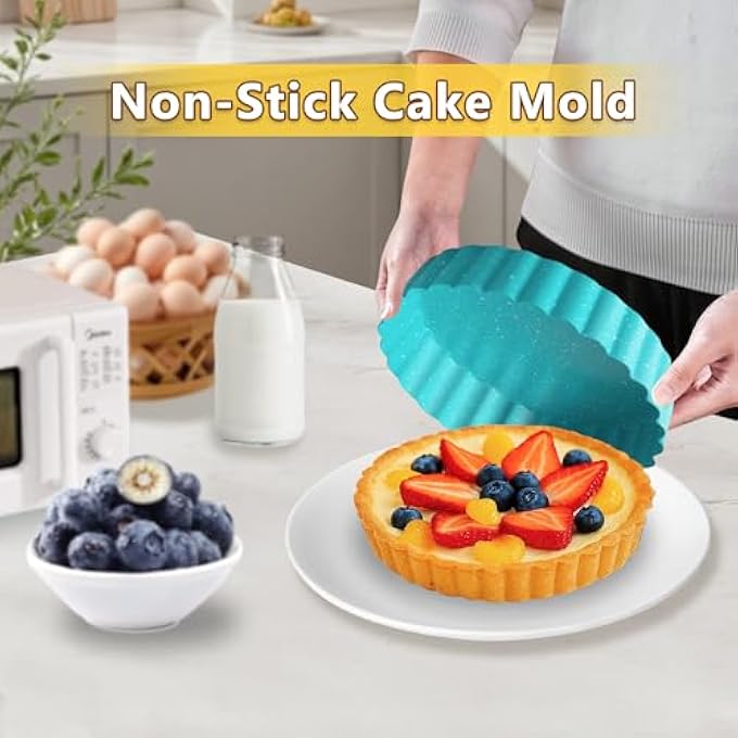 Pack Of 4 Mini Tartelette Moulds Mini Cake Moulds Baking Cups Muffin Baking Moulds Carbon Steel NonStick Coating Baking Tray Cupcakes Brownies Cakes Muffin 11 Cm - Image 5