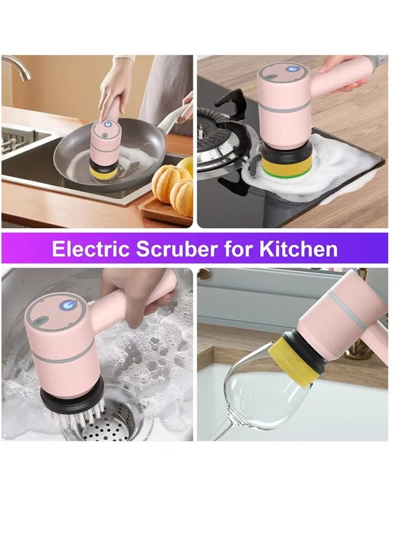 Loquat Rechargeable Electric Spin Scrubber, Portable Handheld Cleaning Brush with 6 Replaceable Brush Heads, Cordless Cleaning Brush for Bathroom, Kitchen, Dish, Milk bottle, Tile, Glass - Image 2