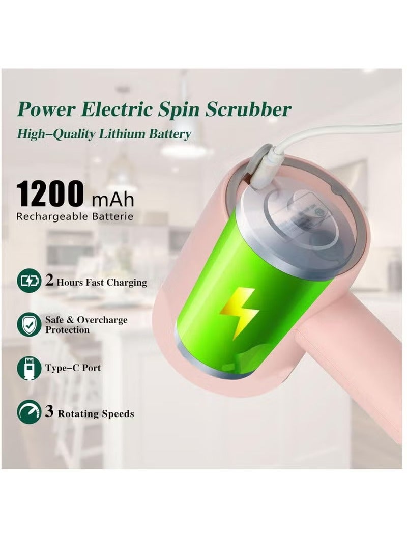 Loquat Rechargeable Electric Spin Scrubber, Portable Handheld Cleaning Brush with 6 Replaceable Brush Heads, Cordless Cleaning Brush for Bathroom, Kitchen, Dish, Milk bottle, Tile, Glass - Image 5