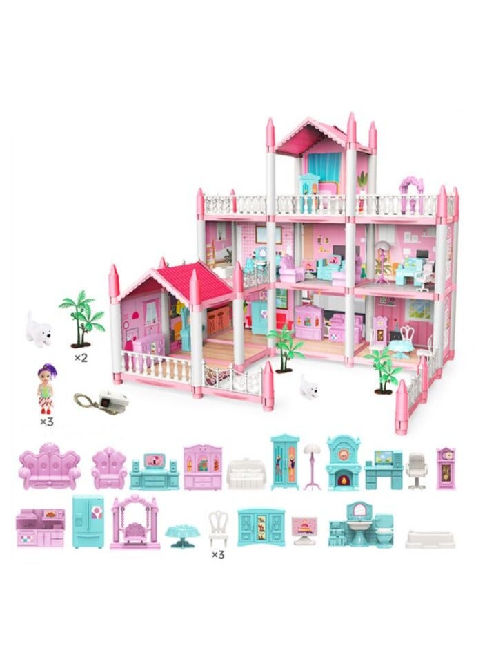 RedMapleTEK Doll House  3 Story 9 Rooms Villa House DIY Building Playset Decorating Dollhouse Accessories and Furniture  Gift for kids - Image 1