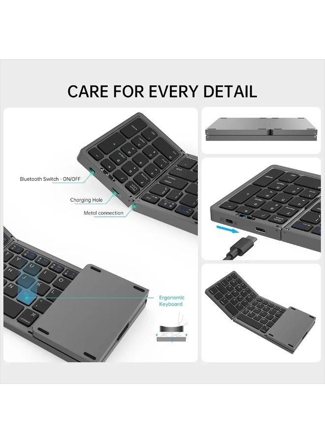Folding Bluetooth Wireless Keyboard Foldable Numeric Keypad Number Pad for Windows Android ios mac Portable Keyboard - Image 5