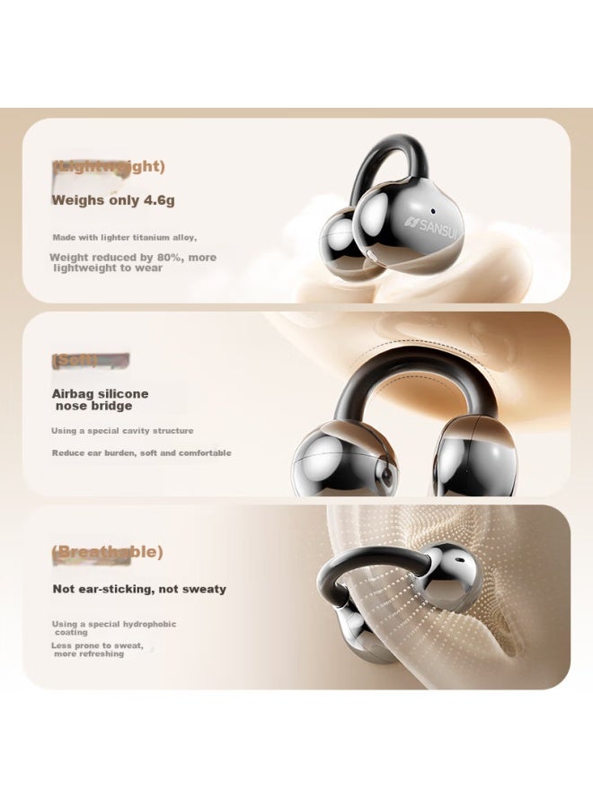 Sansui (Sansui) W105 Bluetooth Earphones Bone Conduction Concept Ear-Hook Wireless Running Sports Conference Call Noise Reduction Business Top Ten White - Image 3