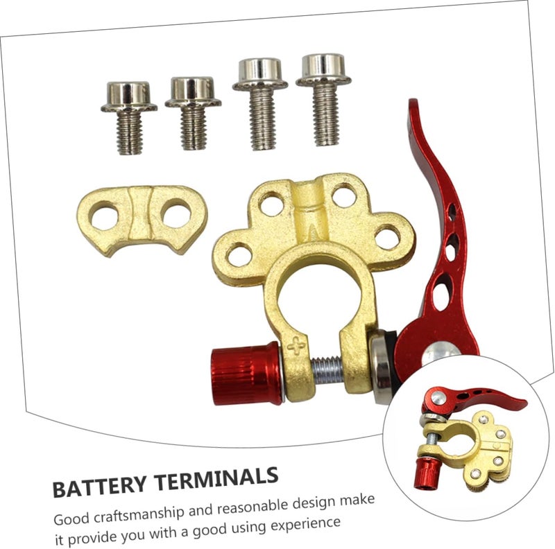 Vosarea 1 Set Car Battery Terminal Connectors Quick Release Clamps with Insulation Pads Cleaning Brush Heavy Duty Terminals for Easy Disconnect and Secure Connection - Image 5