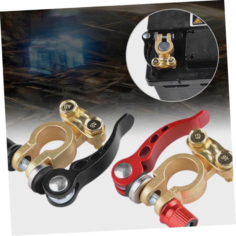 Vosarea 1 Set Car Battery Terminal Connectors Quick Release Clamps with Insulation Pads Cleaning Brush Heavy Duty Terminals for Easy Disconnect and Secure Connection - Image 3
