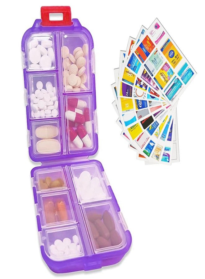 INVODA 7-Day Pill Organizer with Medicine Labels Travel Pill Case Compact, Portable Medication Organizer for Daily Use (3.7 x 2.4 x 1.18 Inches - Image 1