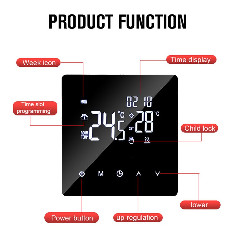 K2M Mobile APP control heating thermostat digital touch screen LCD display programming electric heating thermostat antifreeze suitable for home school office (K2MH25A electric heating) - Image 3