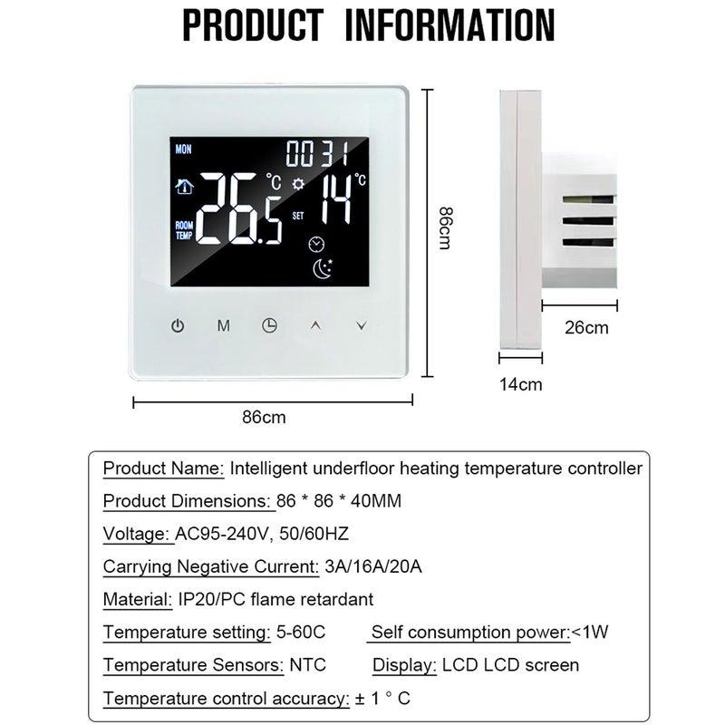 K2M Mobile APP control heating thermostat digital touch screen LCD display programming electric heating thermostat antifreeze suitable for home school office (K2MH25A electric heating) - Image 4