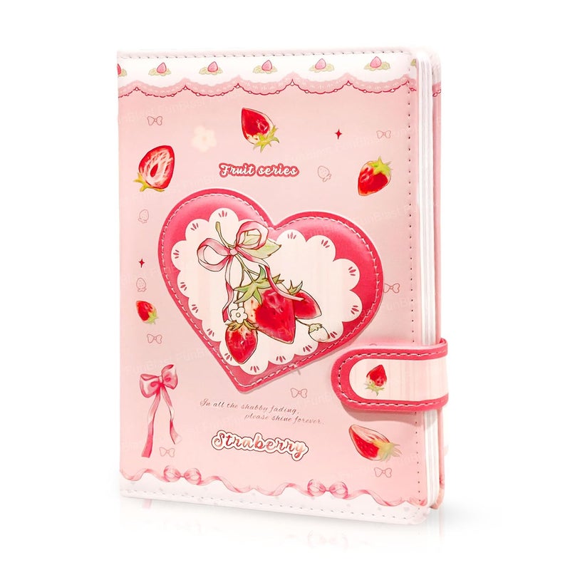 FunBlast Diary for Girls – Kawaii Journal Diaries for Scrapbooking, Cute Notepad for Students, Stationery Diary for Writing & Drawing, Birthday Gift for Kids (196 Pages) (Straberry) - Image 1