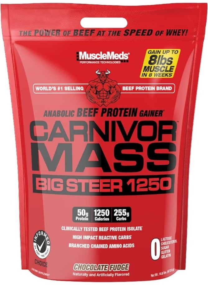 MuscleMeds Carnivor Mass Chocolate Big Steer 1250, 15 Lb (Packaging May Vary) - Image 1