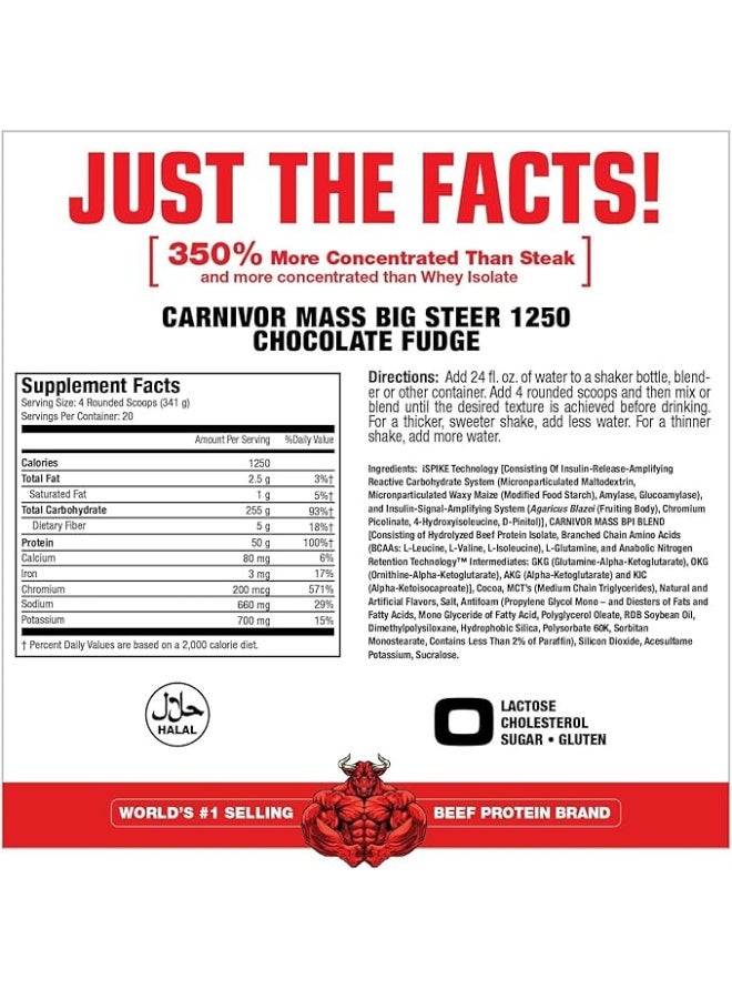 MuscleMeds Carnivor Mass Chocolate Big Steer 1250, 15 Lb (Packaging May Vary) - Image 2