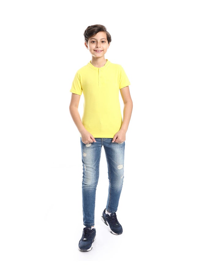 Andora Henely Neck Basic Tshirt Casual Look For Boy _ Yellow - Image 1