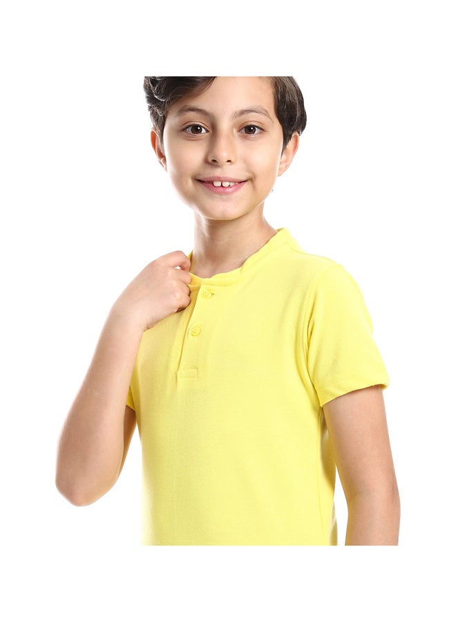 Andora Henely Neck Basic Tshirt Casual Look For Boy _ Yellow - Image 4
