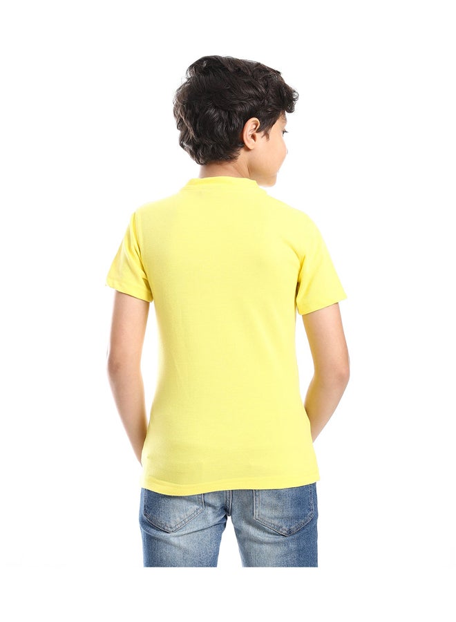 Andora Henely Neck Basic Tshirt Casual Look For Boy _ Yellow - Image 3