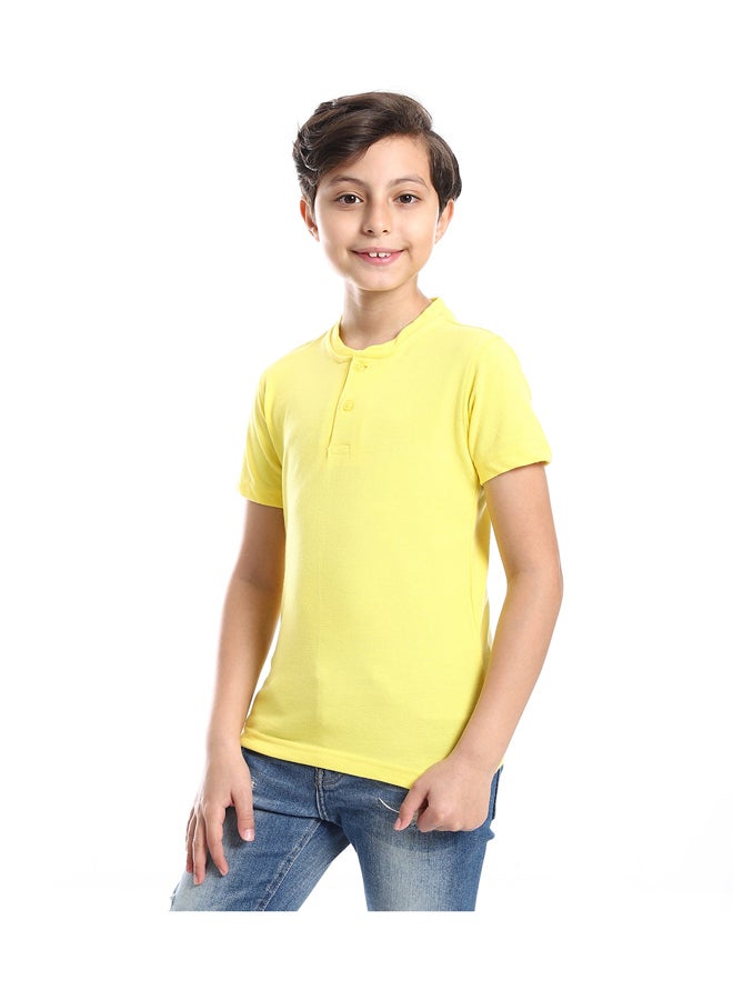 Andora Henely Neck Basic Tshirt Casual Look For Boy _ Yellow - Image 5