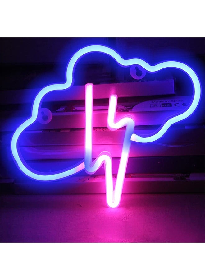 Peachjoy Cloud Lightning Neon Signs,Bolt LED Wall Lights Wall Decor USB or Battery Powered Light UP Signs for Living Room,Bar,Kids Bedroom,Game Room - Image 1