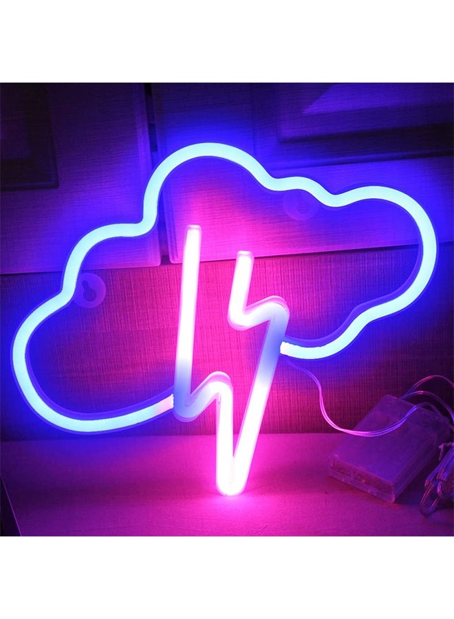 Peachjoy Cloud Lightning Neon Signs,Bolt LED Wall Lights Wall Decor USB or Battery Powered Light UP Signs for Living Room,Bar,Kids Bedroom,Game Room - Image 2
