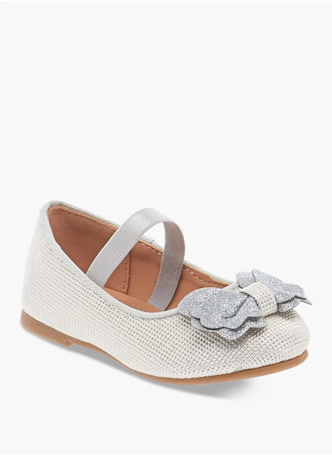 Flora Bella By Shoexpress Girls Bow Accent Ballerina Shoes with Elastic Strap Detail Ramadan Collection