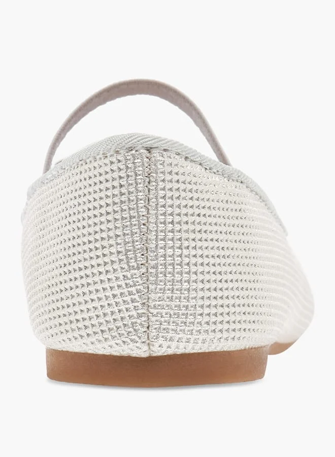 Flora Bella By Shoexpress Girls Bow Accent Ballerina Shoes with Elastic Strap Detail
