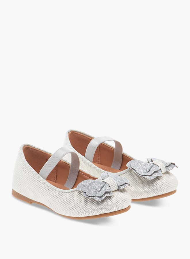 Flora Bella By Shoexpress Girls Bow Accent Ballerina Shoes with Elastic Strap Detail  - Image 1