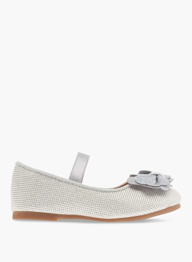 Flora Bella By Shoexpress Girls Bow Accent Ballerina Shoes with Elastic Strap Detail
