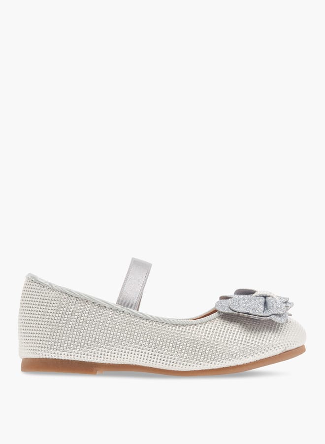 Flora Bella By Shoexpress Girls Bow Accent Ballerina Shoes with Elastic Strap Detail  - Image 3