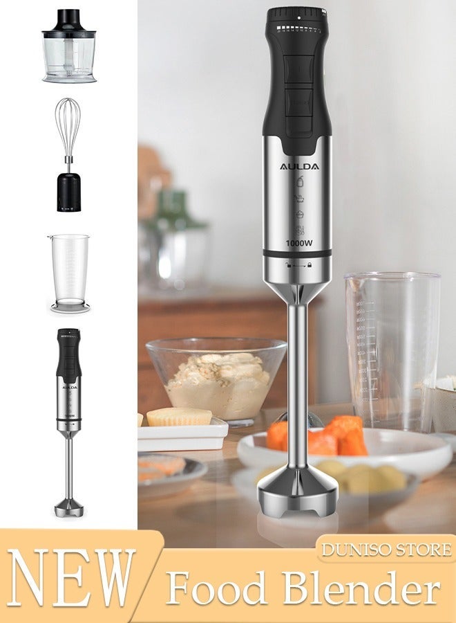 DUNISO Immersion Blender Handheld Hand Blender 1000W, Trigger Variable Speed 5 in 1 Stick Blender, Emulsion Blender with Chopper, Whisk and Frother for Soup, Baby Food and Smoothies - Image 1